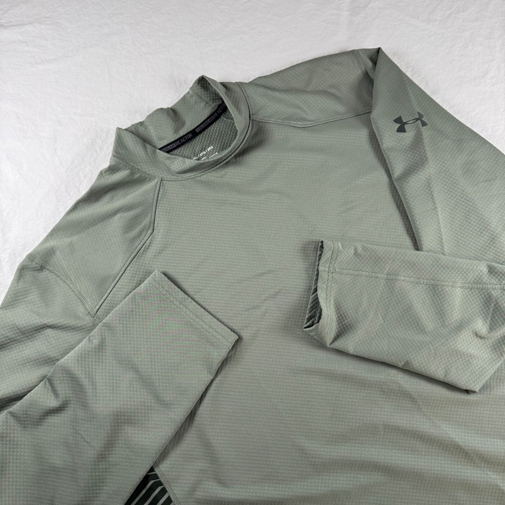 Under Armour Men's Size 2XL Green Mock Neck ColdGear Reactor Fitted Pullover